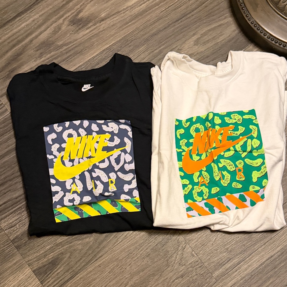 Nike Kids Graphic Tees - Black and White with Yellow Accents